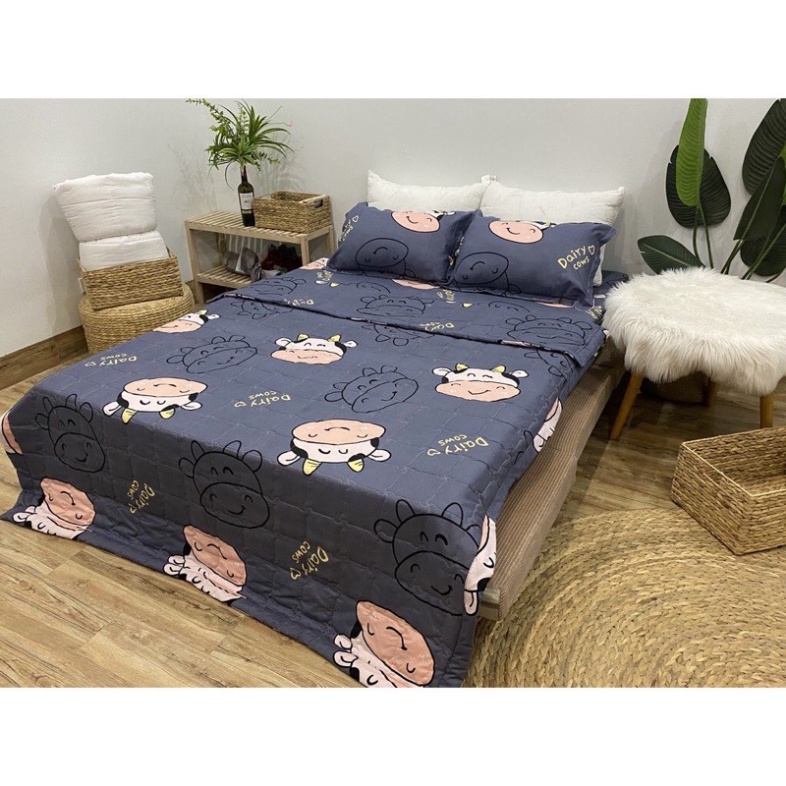 Sét Chăn Ga Gối Hè Hình Bò Sữa