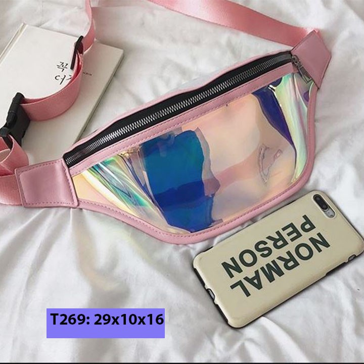 Túi bao tử đeo chéo trong suốt unisex nam nữ đeo bụng đeo trước ngực cá tính T269 | BigBuy360 - bigbuy360.vn