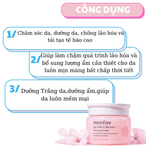 Kem Dưỡng Ẩm Innisfree Hoa Anh Đào Cherry Blossom Jelly Cream Hàn Quốc 50ml-Kem Dưỡng Trắng Da | BigBuy360 - bigbuy360.vn