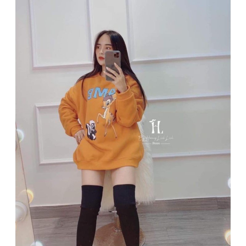 Áo nỉ bông dài tay chữ bambi con hươu BCi