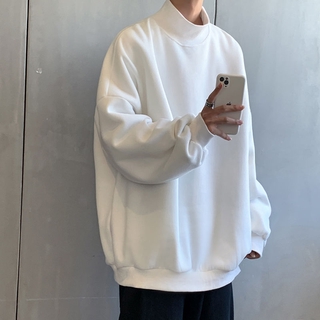 Áo Sweater Cổ Cao Dáng Rộng Màu Sắc Đơn Giản Dễ Phối Đồ Phong Cách Hàn Quốc Cho Nam Size M-2XL