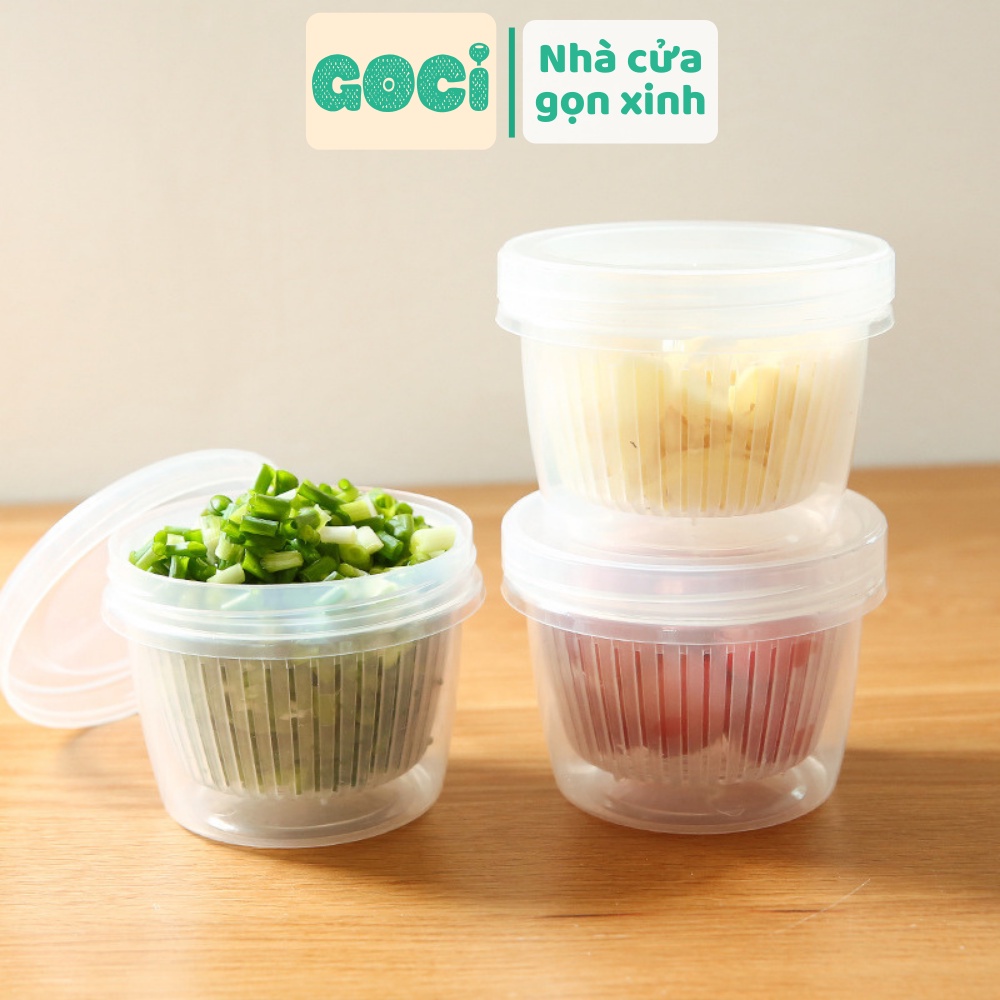 Hộp nhựa đựng thực phẩm hai lớp ráo nước bảo quản thực phẩm tươi lâu