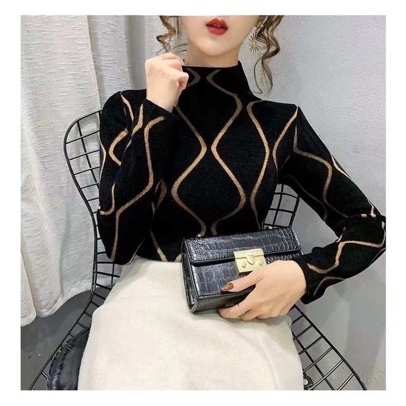 Áo Kiểu Cổ Cao Dày Dặn Ấm Áp Phong Cách Phương Tây