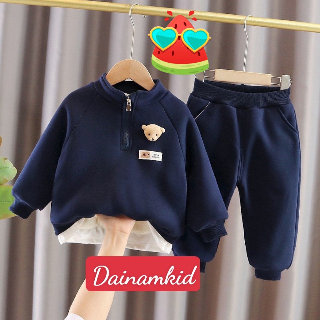 Quần Áo Trẻ Em Mùa Đông Vải Nỉ Bông Siêu Dày Dặn HÌnh Gấu Size 8-19kg DNK46