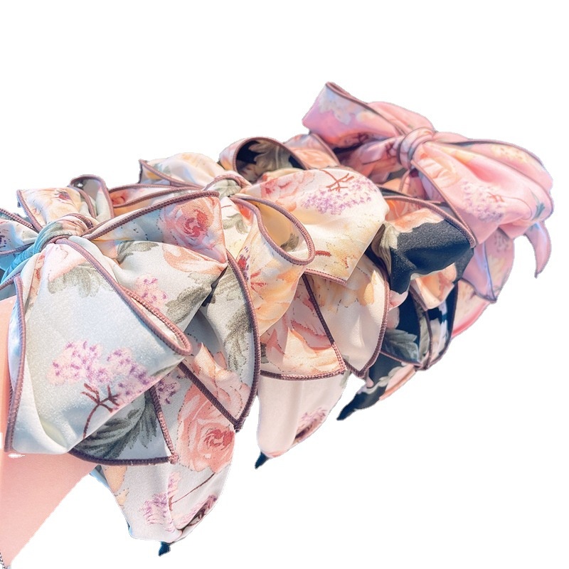 Băng Đô Vải In Họa Tiết Hoa Nhiều Lớp Phong Cách Retro Sang Trọng Dành Cho Nữ