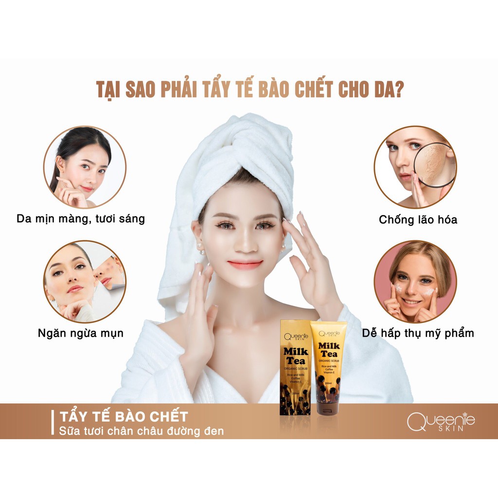 Tẩy Tế Bào Chết Milk Tea Queenie Skin Combo