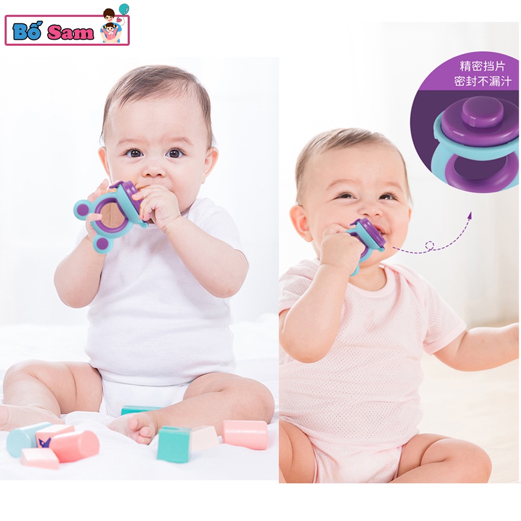 Túi nhai ăn dặm cho bé, túi tập nhai chống hóc có nắp đậy vệ sinh Shop Bố Sam