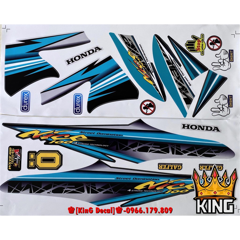 Tem Rời Wave 50cc,100cc Nice Xanh Ver 2 - Ảnh Thật