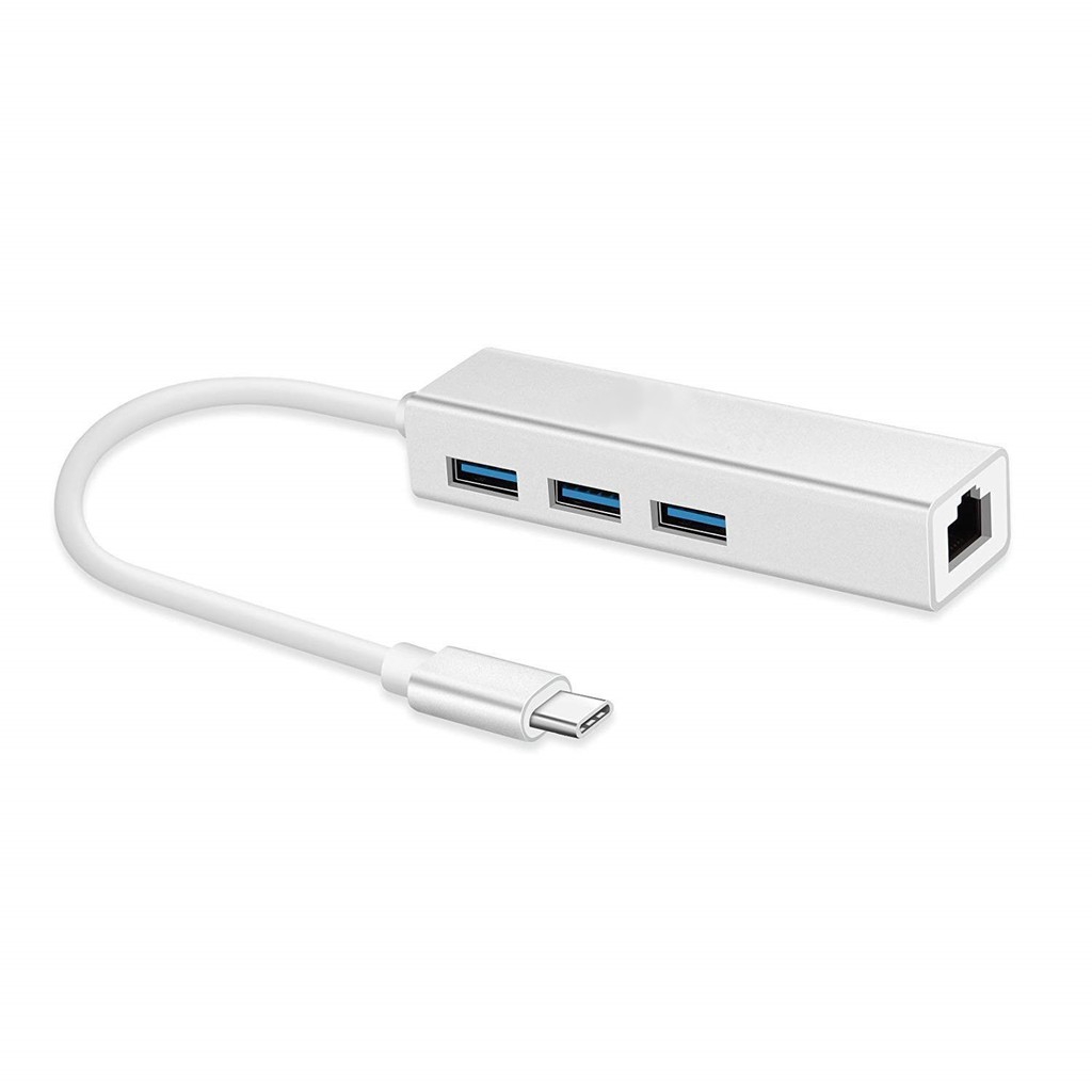 Cáp chuyển đổi USB-C Type C sang USB HUB + RJ45 LAN Internet cho Apple Macbook