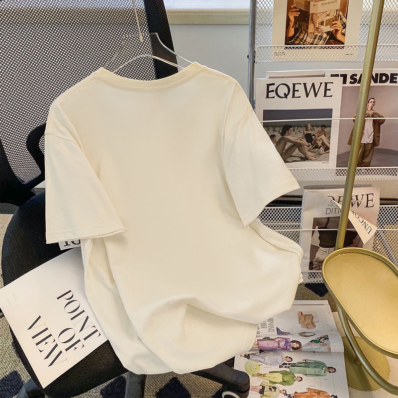 Áo Thun HIIXIIVI Tay Ngắn Cổ Tròn In Chữ Sunset 2022 100% cotton Phong Cách Hàn Quốc Thời Trang Mùa Hè Cho Nữ