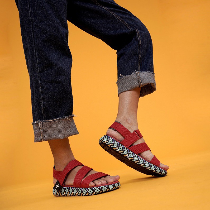 [CHÍNH HÃNG] SANDAL SAADO | SC03 – Yezi Tiny Ocean - Màu Đỏ Đô Phối Xanh | Giày Sandal Nam Nữ Thương Hiệu Mỹ Cao Cấp