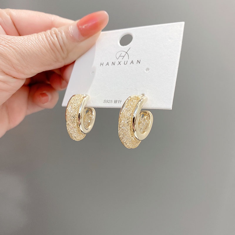 Bông Tai Kim Loại Mạ Bạc 925 Phong Cách Hàn Quốc Sang Trọng