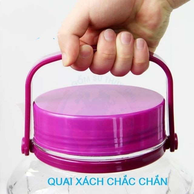 BÌNH NGÂM RƯỢU NGÂM HOA QUẢ CÓ QUAI XÁCH LẮP TÍM LOẠI DÀY DẶN