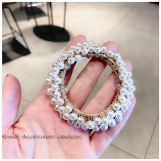 Cột Tóc Scrunchie Dây Buộc Tóc Đính Hạt Ngọc Trai Thanh Lịch Dành Cho Nữ