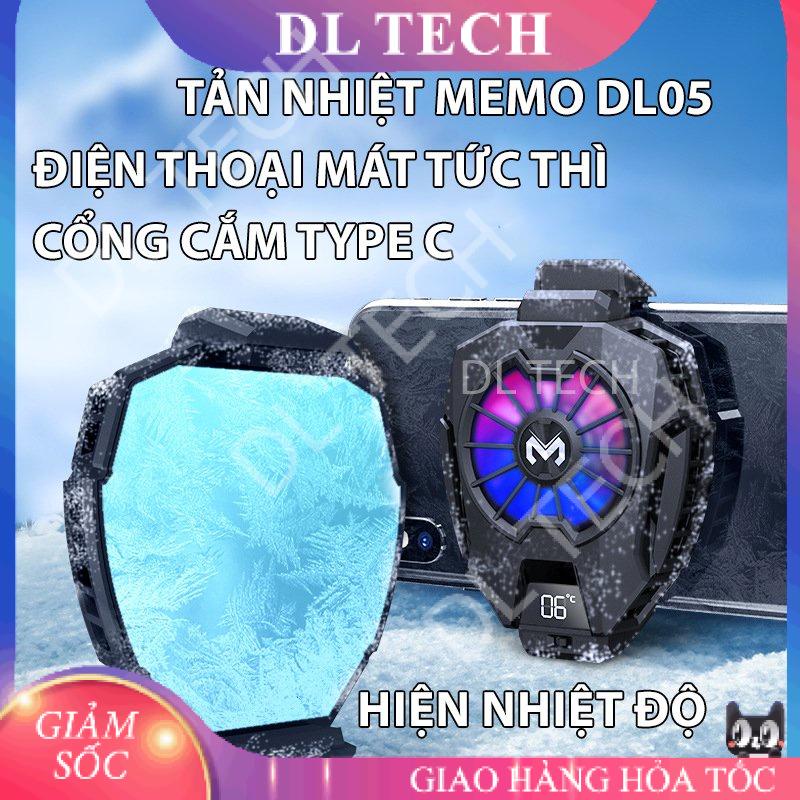 Quạt tản nhiệt gaming MEMO DL05 thế hệ 5 cho điện thoại sò lạnh tích hợp màn hình led công tắc tắt bật DL TECH