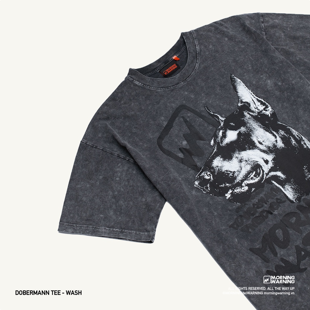 Áo thun Morning Warning Dobermann Wash - Áo Thun Unisex Form Rộng Tay Lỡ Oversize Cotton 100% Local Brand