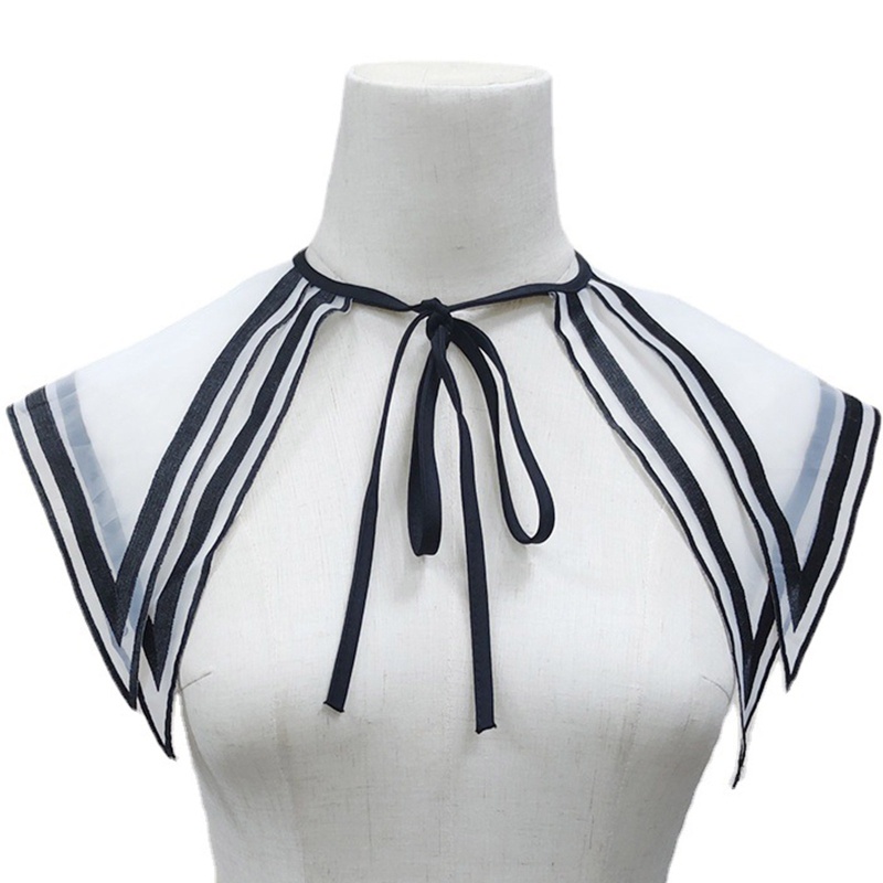 Khăn Choàng Cổ Giả Hai Lớp Thêu Họa Tiết Màu Sắc Tương Phản Thời Trang Cho Nữ Sinh