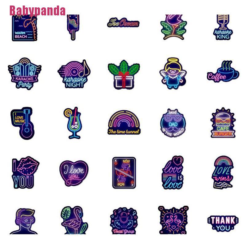 Bộ 50 Miếng Dán Chống Thấm Nước Phát Sáng Cho Laptop / Ván Trượt / Ván Trượt