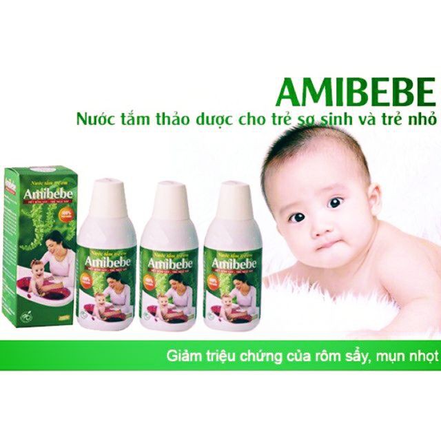 Amibebe 250ML - Nước tắm thảo dược cho trẻ sơ sinh và trẻ nhỏ - Nước tắm trị rôm sảy.