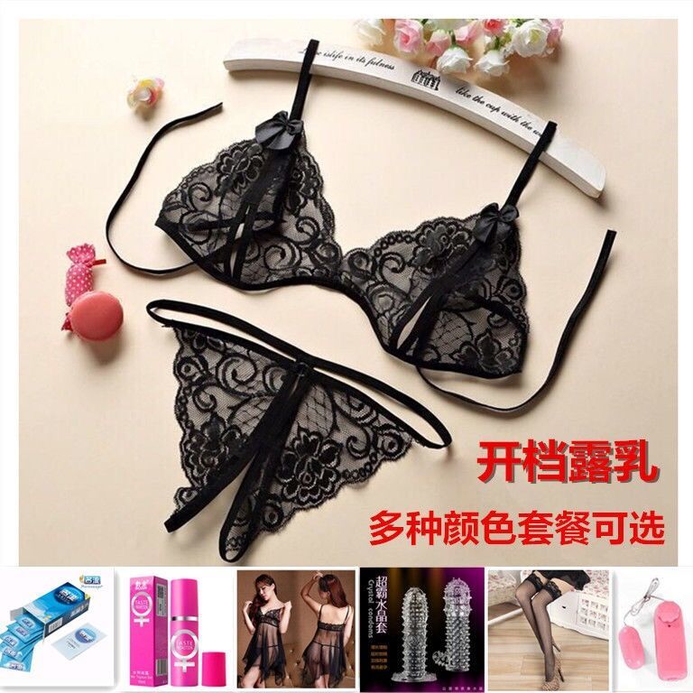 Sexy lingerie underwear women&#39;s three-point open file free take-off sexy full transparent extreme temptation thong passion suit