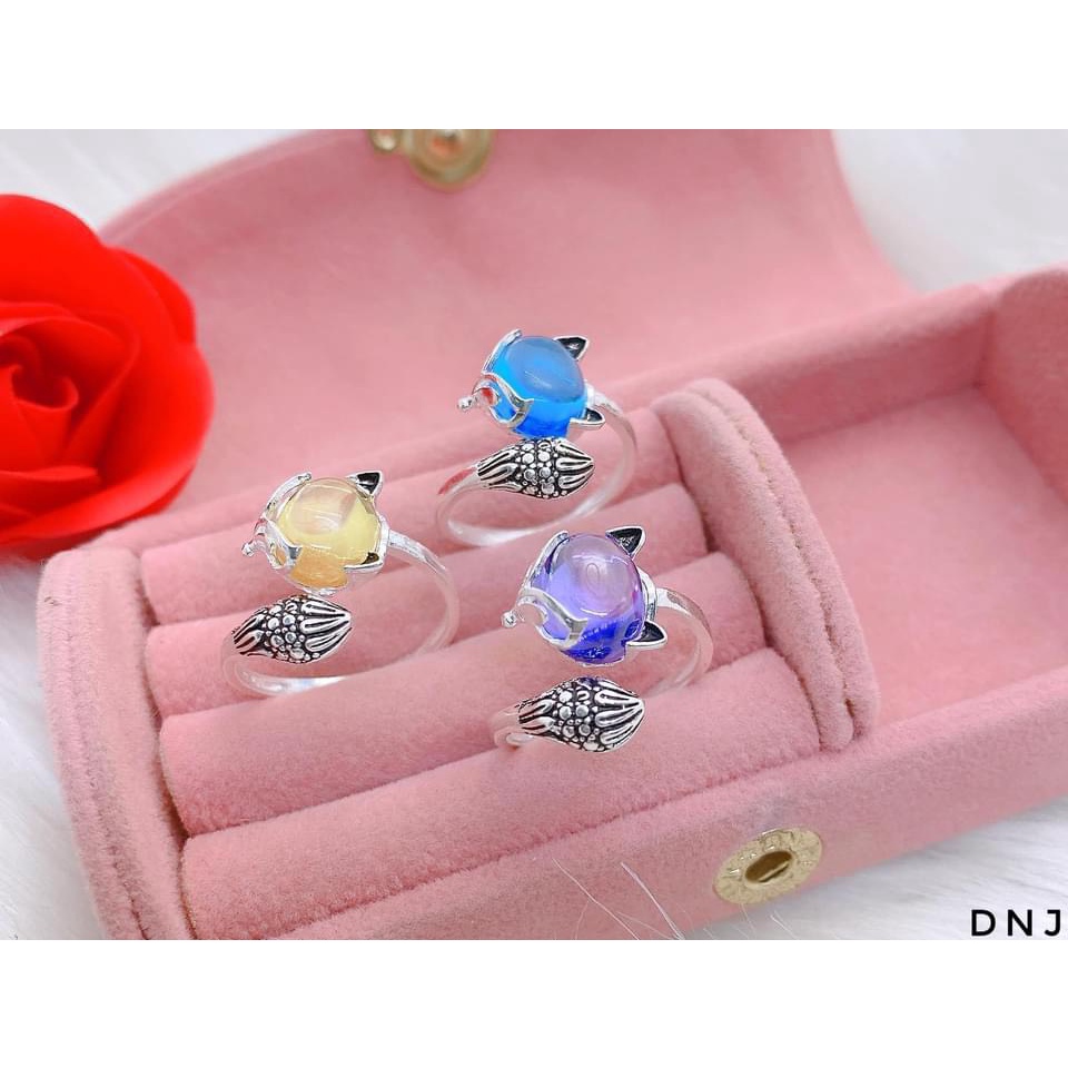 Nhẫn hồ ly bạc thật sơn đen cao cấp đủ màu - Kho sỉ bạc Nhất Linh