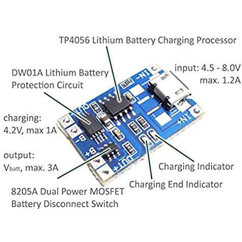 Mạch sạc pin lithium-ion 18650 3.7V TP4056 có bảo vệ