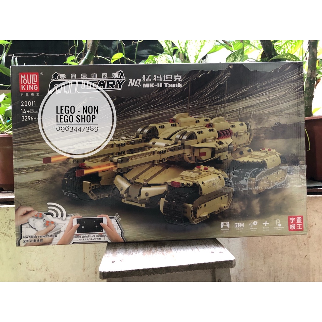Lego - Mould King 20011 ( Xếp Hình Xe Tăng Sa Mạc Chiến Thế Hai Có Điều Khiển 3296 Mảnh )