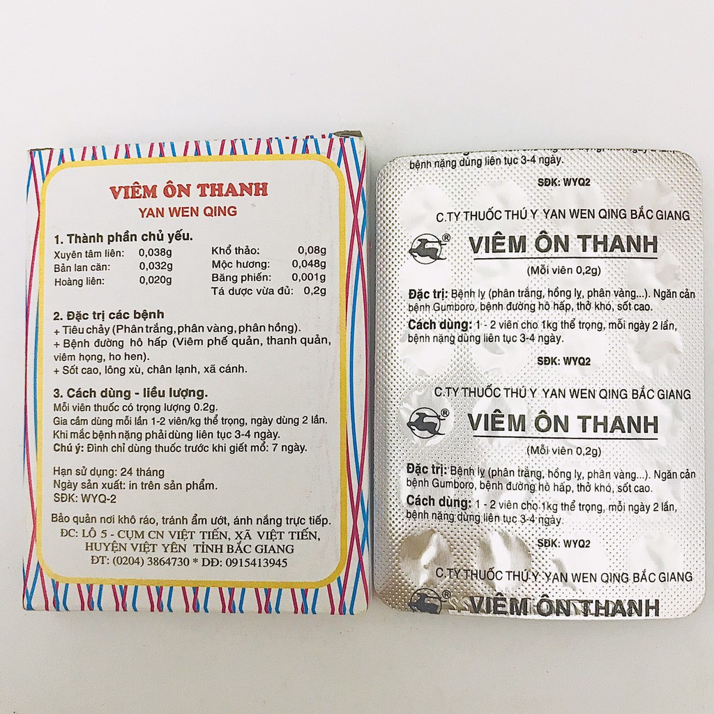 10 Vỉ  Viên Ôn Thanh - Phòng Trừ Các Bệnh Cho Gà