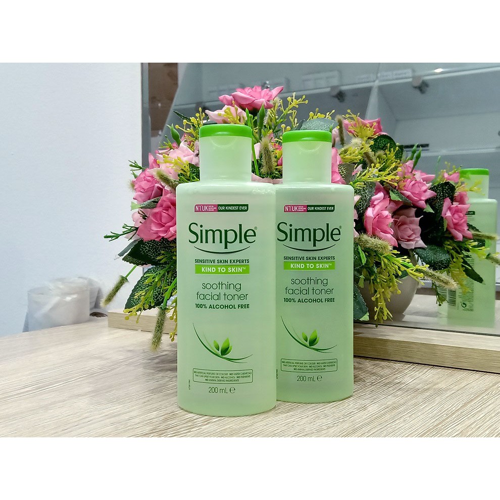 Nước hoa hồng simple [Dùng Là Mê-Hàng Auth] Nước hoa hồng Simple Kind to Skin Soothing Facial Toner (mẫu mới)