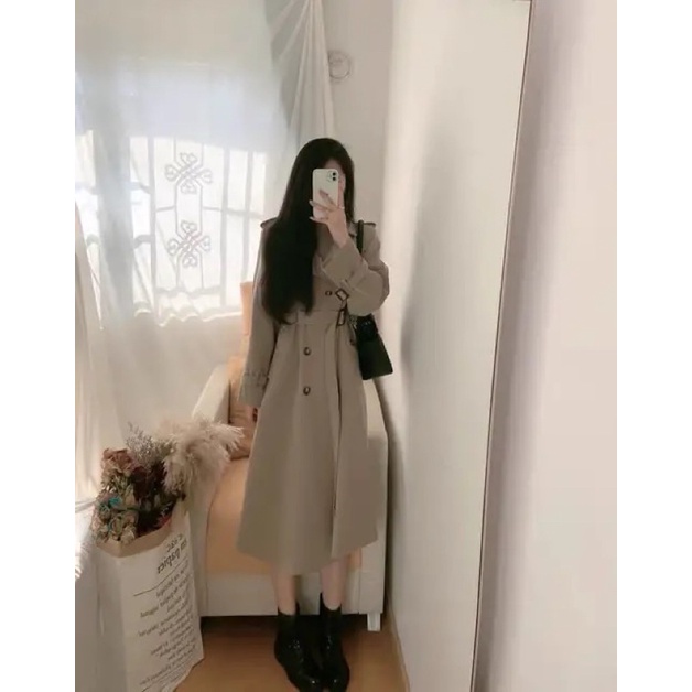 Áo khoác  nữ dáng dài thời trang Hàn Quốc, áo khoác mangto kaki Lisa Blackpink cự đẹp