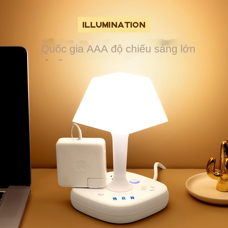 ✥Đèn bàn bảo vệ mắt LED, đèn ngủ phòng ngủ, bảng cắm USB đa năng đặc biệt dành cho học sinh với ổ cắm cáp để đọc