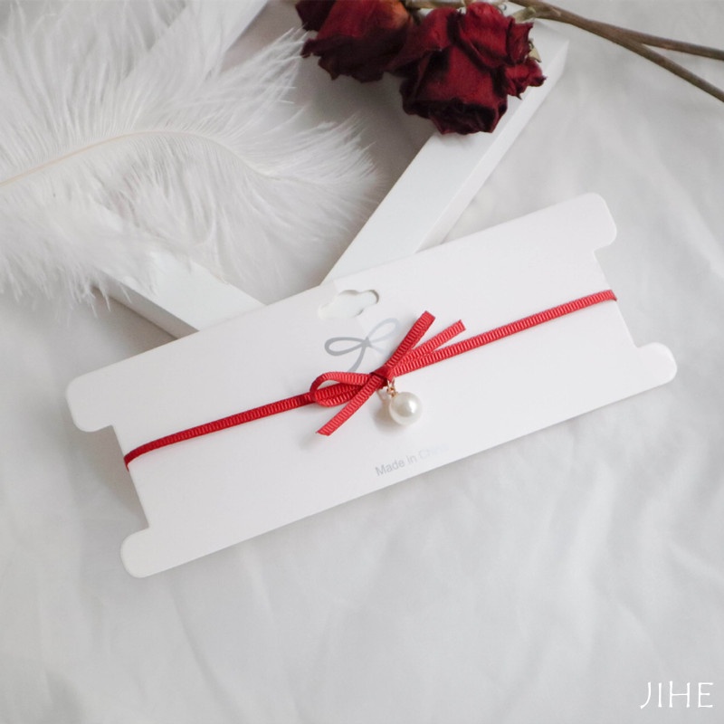 【JIHE】Vòng Cổ choker Mặt Hình Trái Dâu Thắt Nơ Thời Trang Quyến Rũ Cho Nữ