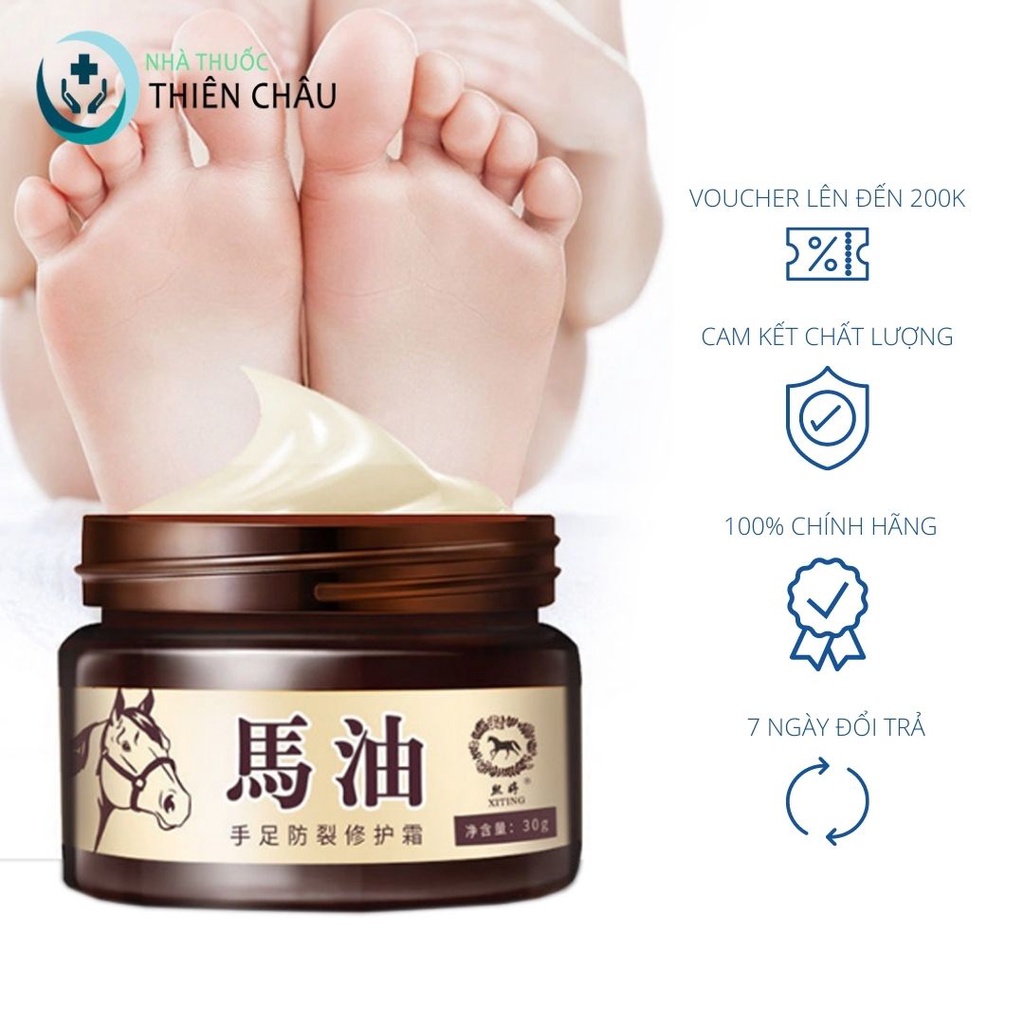 Kem Dầu Ngựa nứt gót chân, nẻ da tay chân, á sừng, bong da, dưỡng ẩm - Hàng Chất Lượng 30gr [Nội địa Trung]