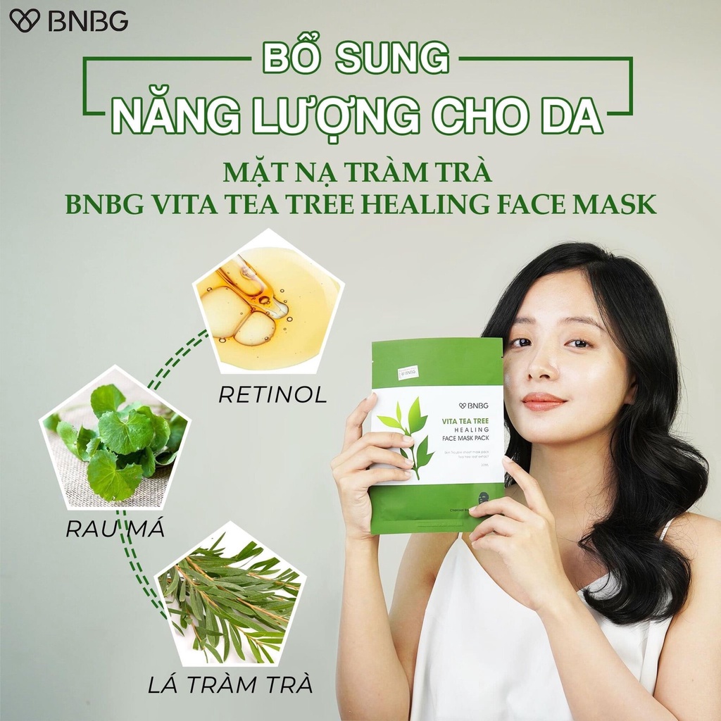 Mặt Nạ Tràm Trà BNBG Vita Tea Tree Healing Face Mask Pack Giảm Mụn Thâm Sẹo NHẬP KHẨU CHÍNH HÃNG