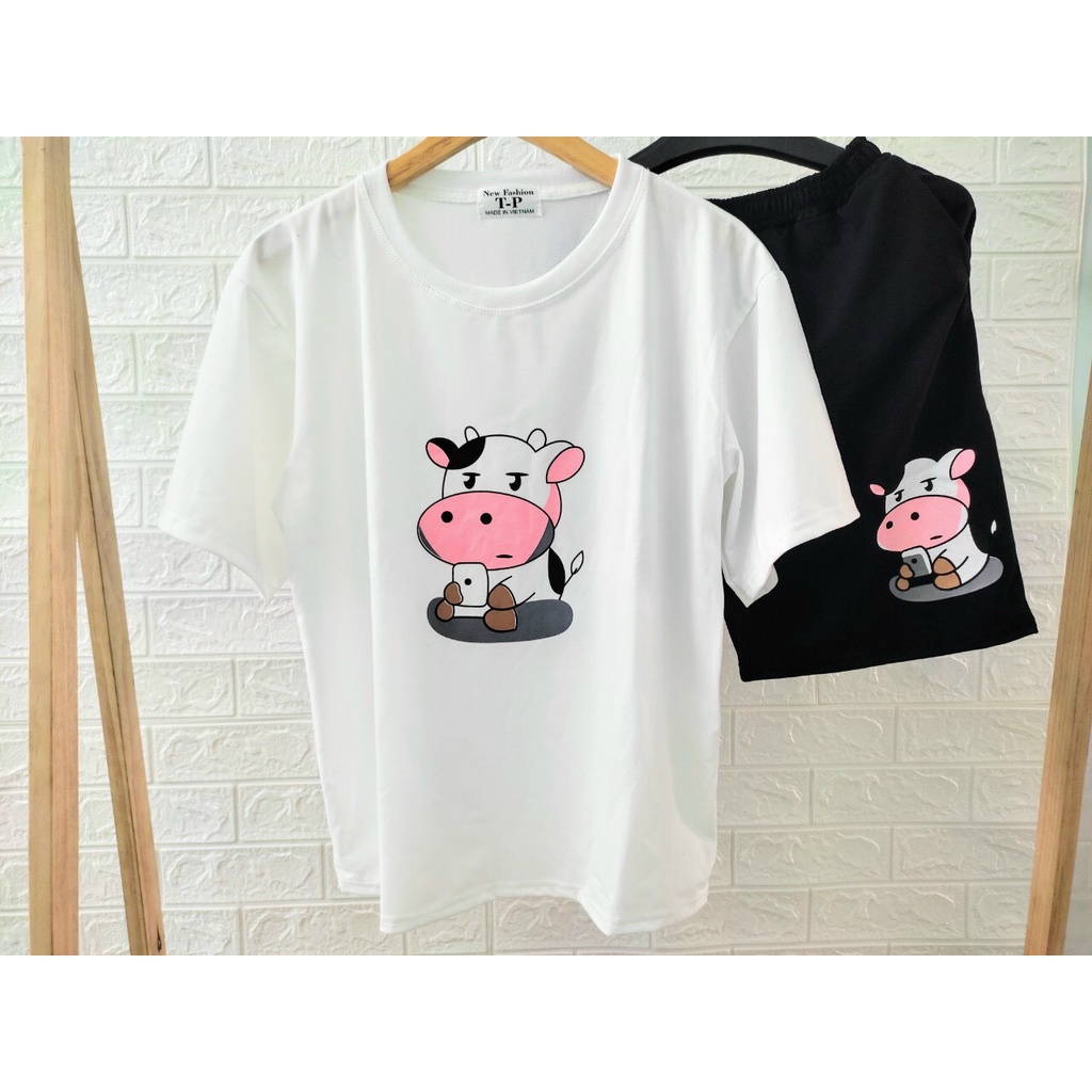 BỘ UNISEX 3D IN HÌNH BÒ siêu dễ thương,FREE SHIP, PKM STITCHS MẪU MỚI MỀM,MỊN,MÁT MÃ CC67