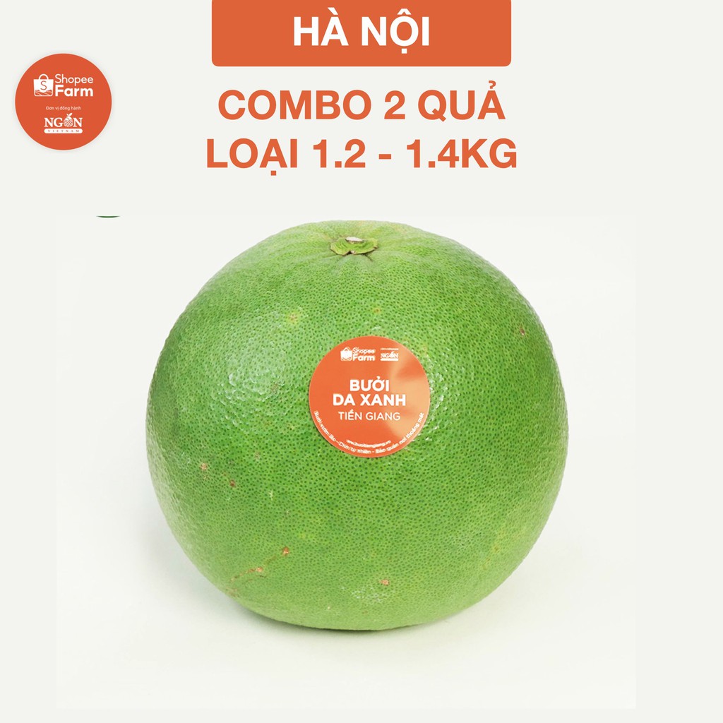 [HN] Combo 2 Quả Bưởi Da Xanh Tiền Giang Vườn Lão, Ruột Hồng Tươi Ngon - Shopeefarm