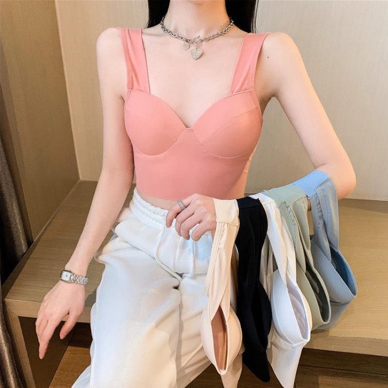 Áo Bra Softie Đúc Su 2 Dây Bản To Dáng Coroptop Cúp Tròn 582