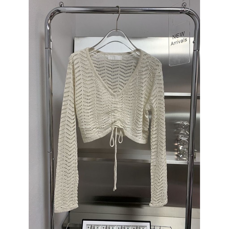 Áo Sweater Tay Dài Cổ Chữ V Thiết Kế Dây Rút Thời Trang Mùa Hè Mới Cho Nữ