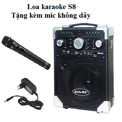 Loa karaoke di động S8 tặng 1 micro không dây