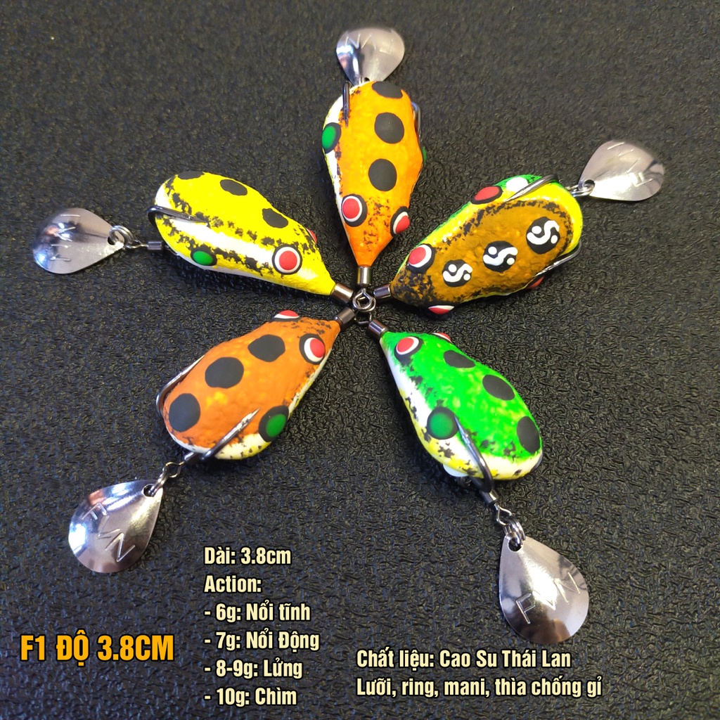 Mồi câu nhái hơi F1 độ, phiên bản giới hạn, dài 3.8cm, nguyên liệu nhập khẩu Thái Lan