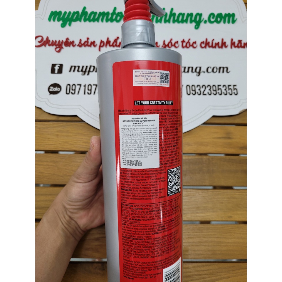 DẦU GỘI VÀ XẢ TÁI SINH TIGI  RESURRECTION LEVEL 3 970ML
