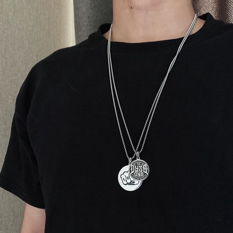 Dây Chuyền Thép Titan Mặt Chữ Cái 22051 Phong Cách Hip Hop Đường Phố