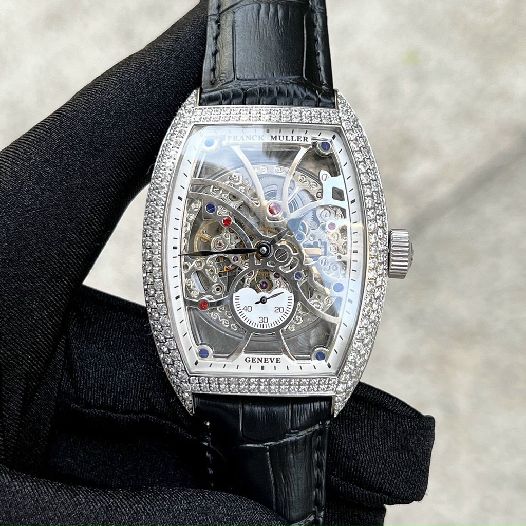 Đồng hồ nam Franck Muller 40mm máy ETA 2824 Thụy Sĩ cao cấp, mặt đính đá loại 1, khung thép không gỉ 316l