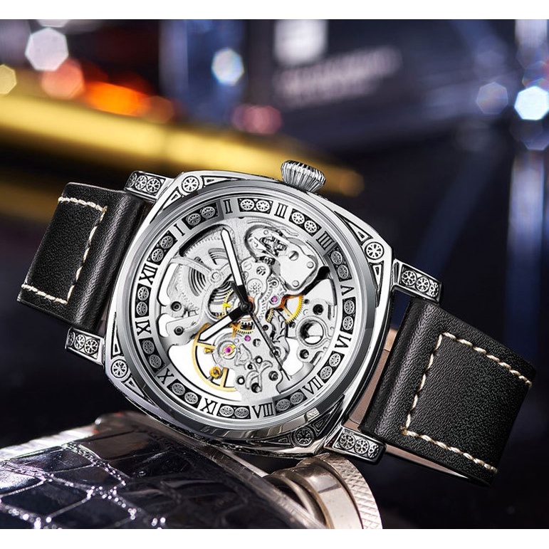 Đồng hồ cơ nam chính hãng tự động automatic cao cấp lộ máy sang trọng dây da KIMSDUN K-2192A | BigBuy360 - bigbuy360.vn