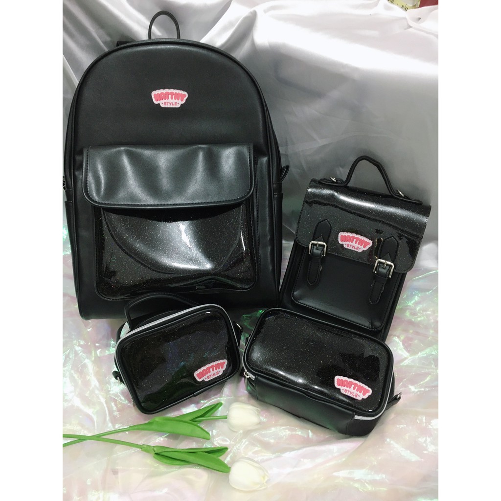 COMBO 4 BALO, TÚI XÁCH MÀU ĐEN TỪ LỚN TỚI NHỎ CAO CÂP CỦA NATTHY STYLE
