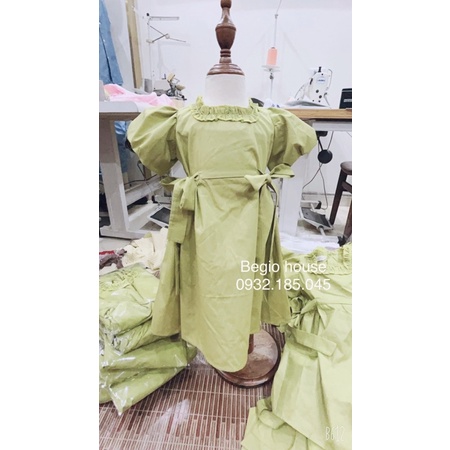 Đầm đôi mẹ và bé màu xanh cốm