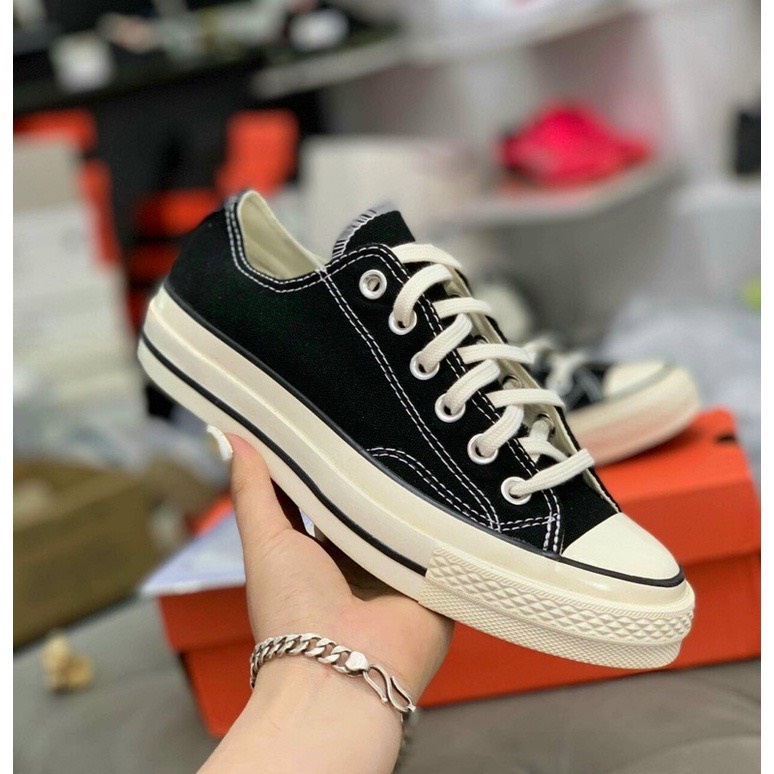 Giày CV Cổ Thấp mũi bóng, Giày Sneaker Nam Nữ CV Chuck Taylor All Star Đen Trắng Cao Cấp Full Box Bill