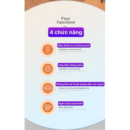 Máy nhảy dây tự động kết hợp loa bluetooth nghe nhạc thông minh có sạc pin, 10 tốc độ quay phù hợp với mọi lứa tuổi