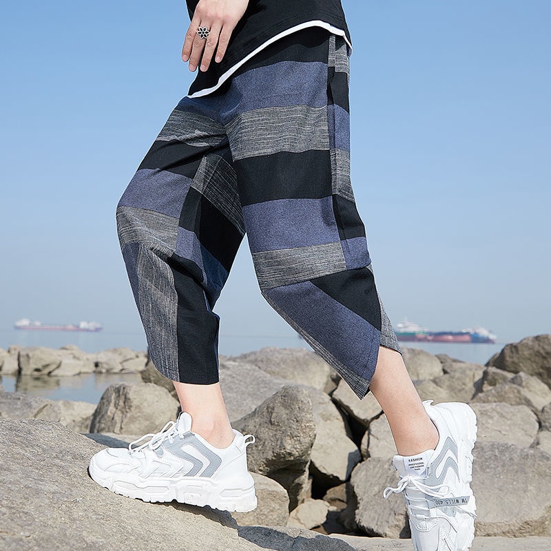 Quần Thể Thao Vải Lanh Cotton Ống Rộng Size Lớn Thời Trang Nam