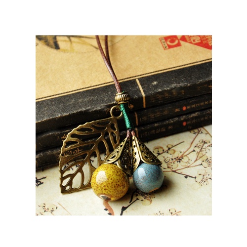 Vòng gốm thời trang Vintage 2 hạt to phoois 2 màu VGOM25